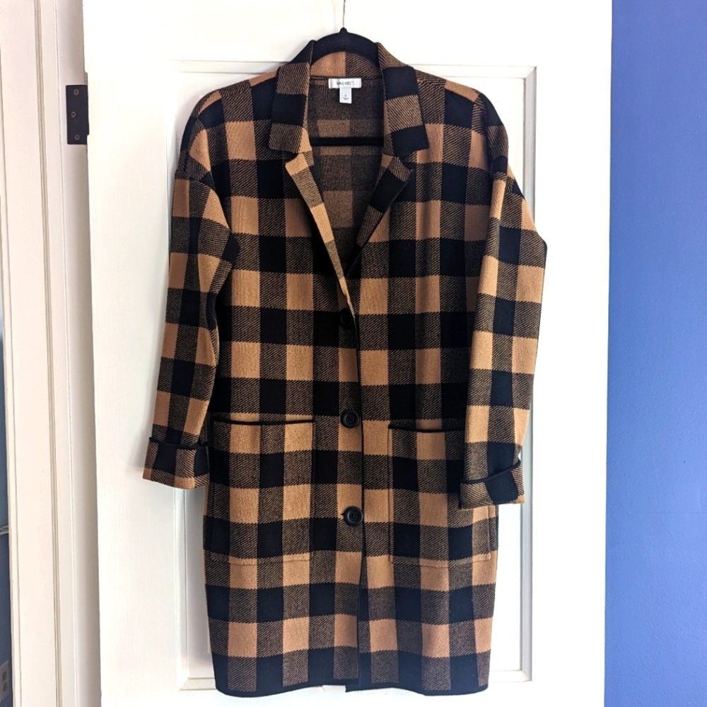 NINE WEST plaid jacket sweater